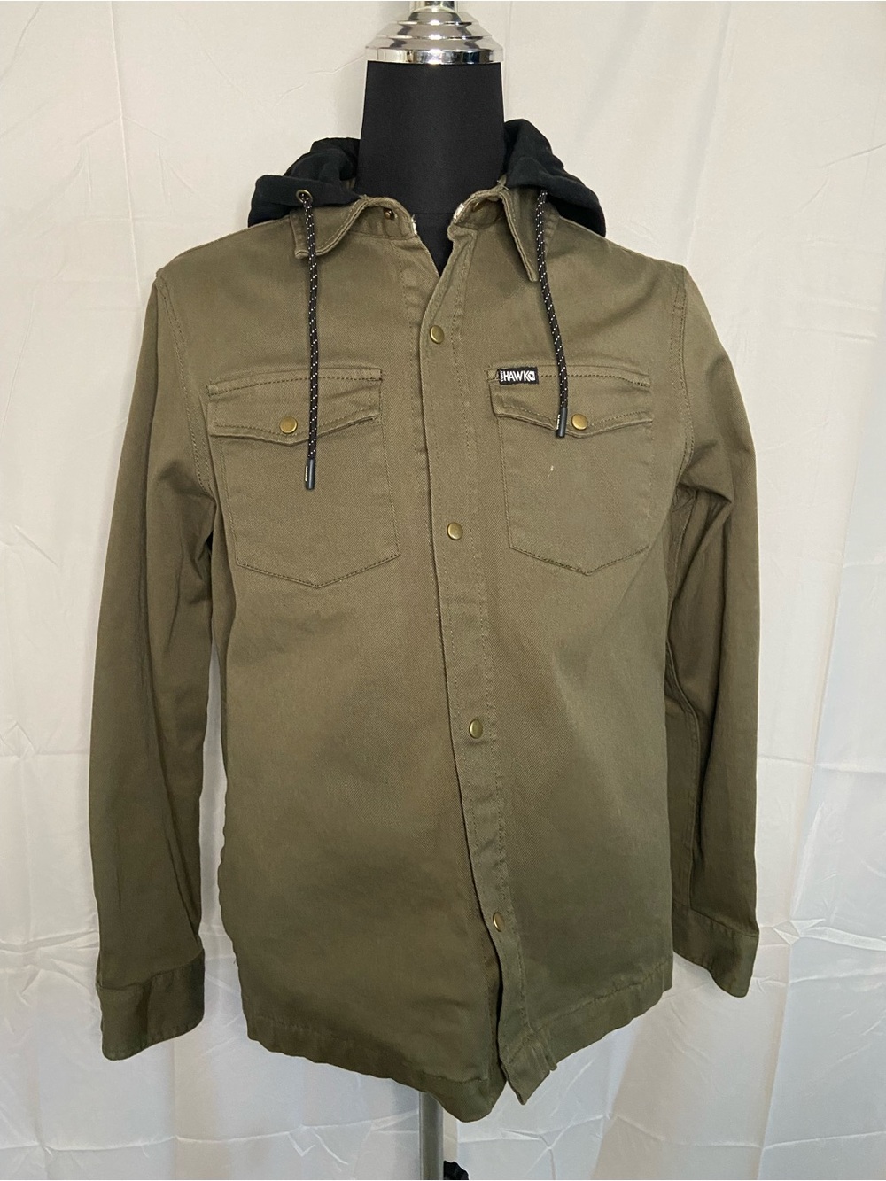 Tony Hawk Olive Green Hooded Field Jacket with Black Hood